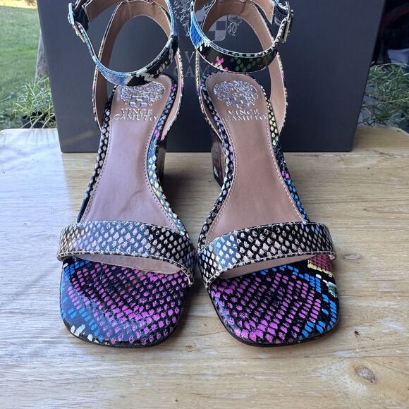 Vincent Camuto Gallanna Wedge Sandals Leather Size 6 Multicolor Snake Print NWB - Picture 5 of 10